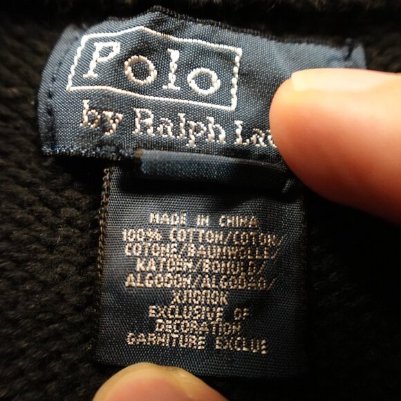 Polo Ralph Lauren Unisex Cream & Black Striped Cotton Half-Zip Sweater Size L - Picture 5 of 10